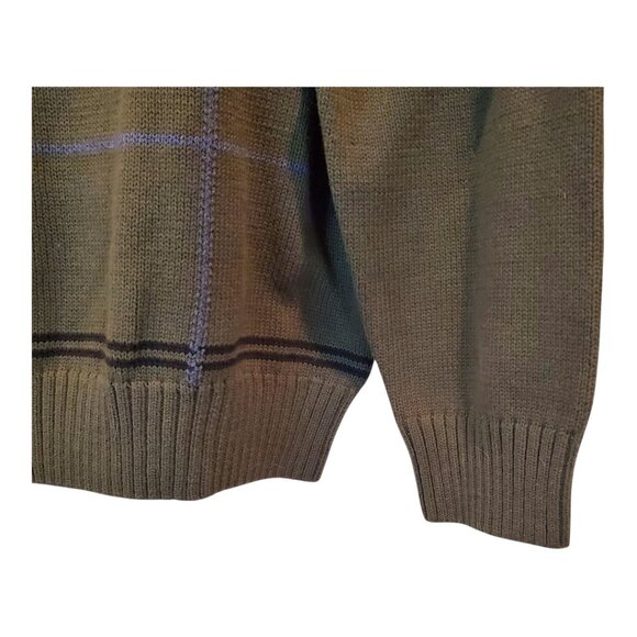 NEW DOCKERS SZ LT 100% Cotton Green Windowpane Pattern Knit Crewneck Sweater - Picture 5 of 7
